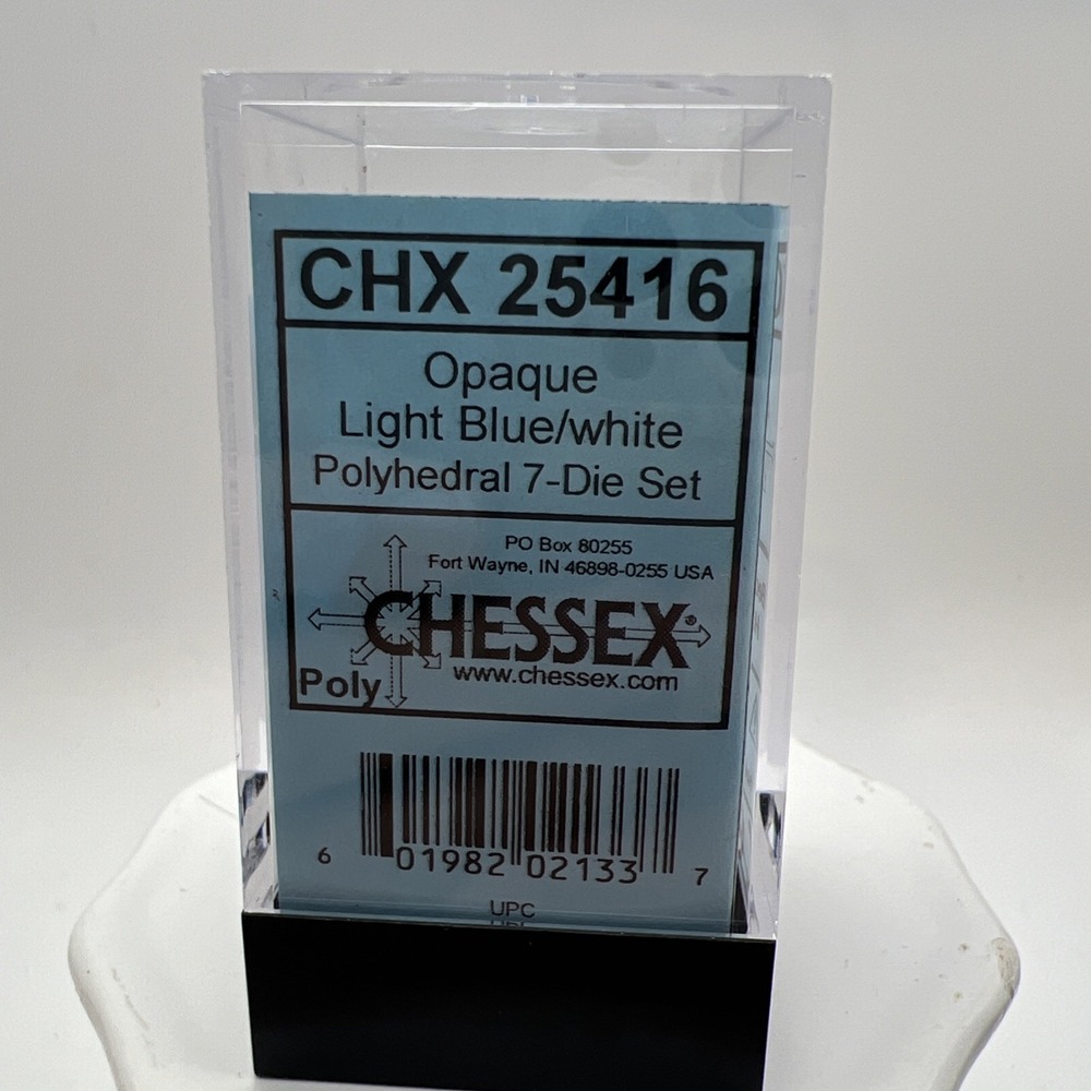 Chessex 7 die set Polyhedral Light Blue with White New dice CHX 25416